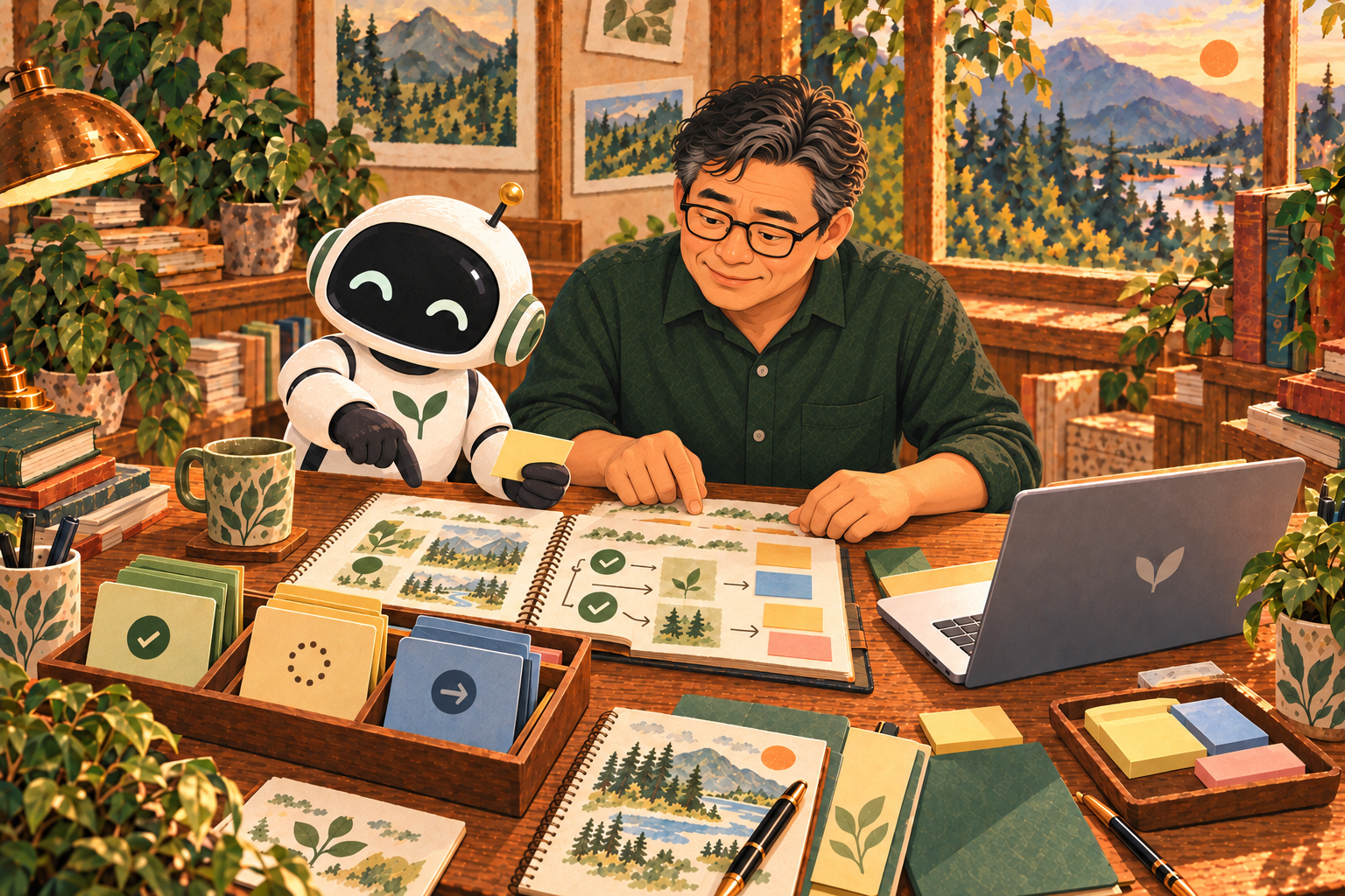 พ่อกับ Buddy กลับมาทบทวนเอกสารและร่องรอยของงานที่ยังค้างอยู่
